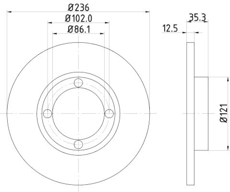2x HELLA Bremsscheibe 8DD 355 107-011