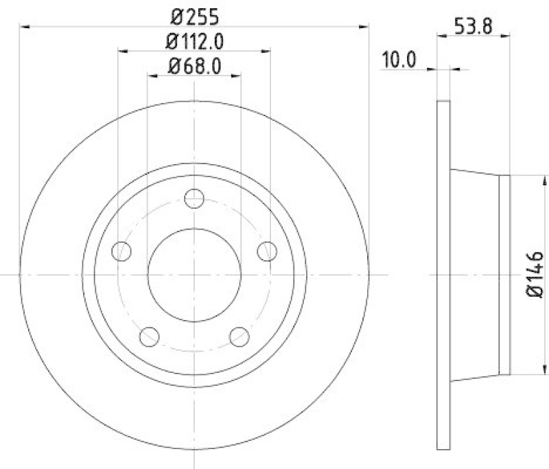 2x HELLA Bremsscheibe PRO 8DD 355 107-351