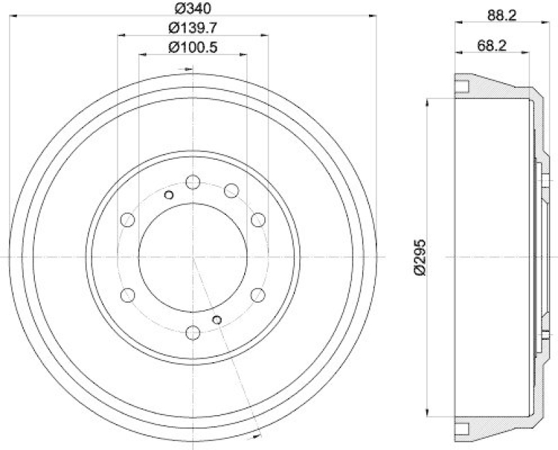 2x HELLA Bremstrommel 8DT 355 302-621