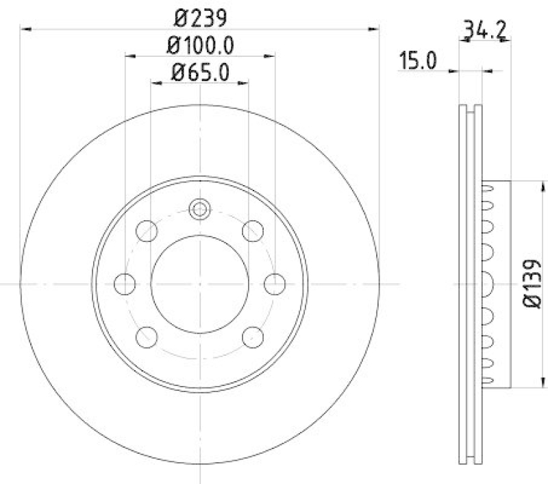 2x HELLA Bremsscheibe PRO 8DD 355 107-581