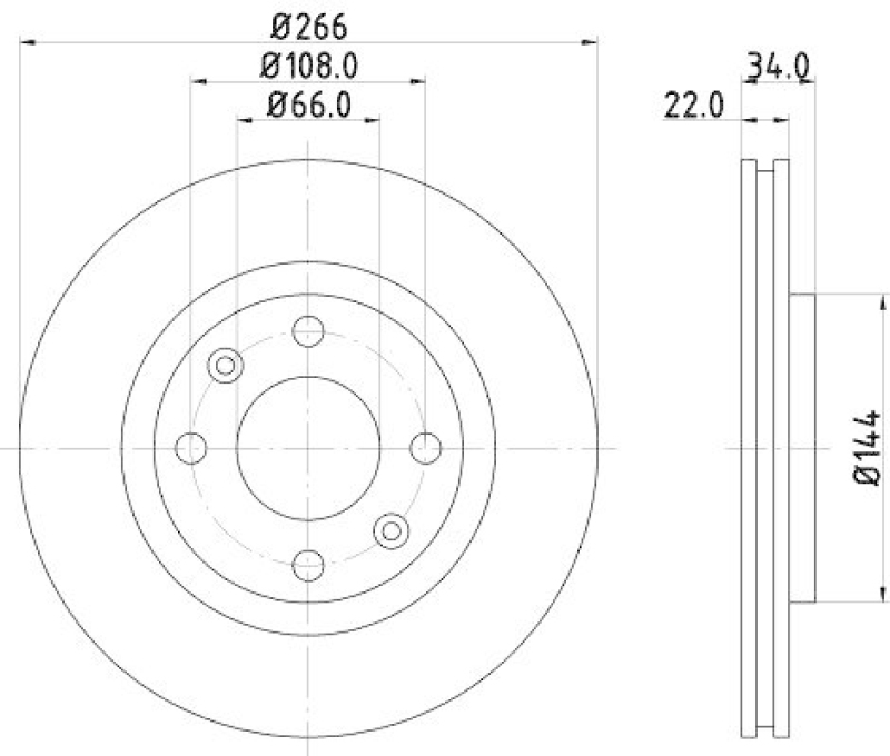 2x HELLA Bremsscheibe PRO 8DD 355 108-351