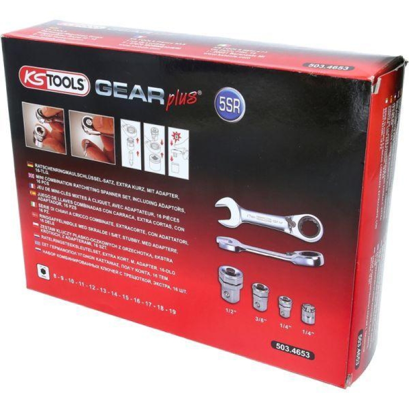 KS TOOLS Ratchet Ring Open-ended Spanner Set