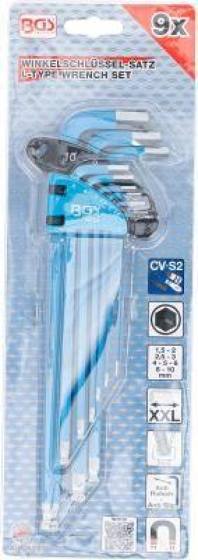 Winkelschlüssel-Satz | extra lang | Innensechskant / Innensechskant mit Kugelkopf 1,5 - 10 mm | 9-tlg.