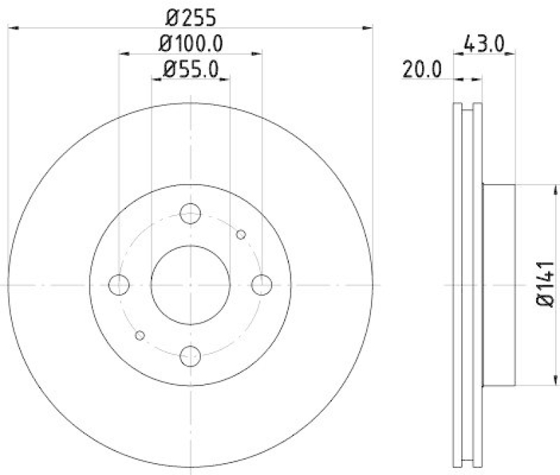 2x HELLA Bremsscheibe PRO 8DD 355 108-881
