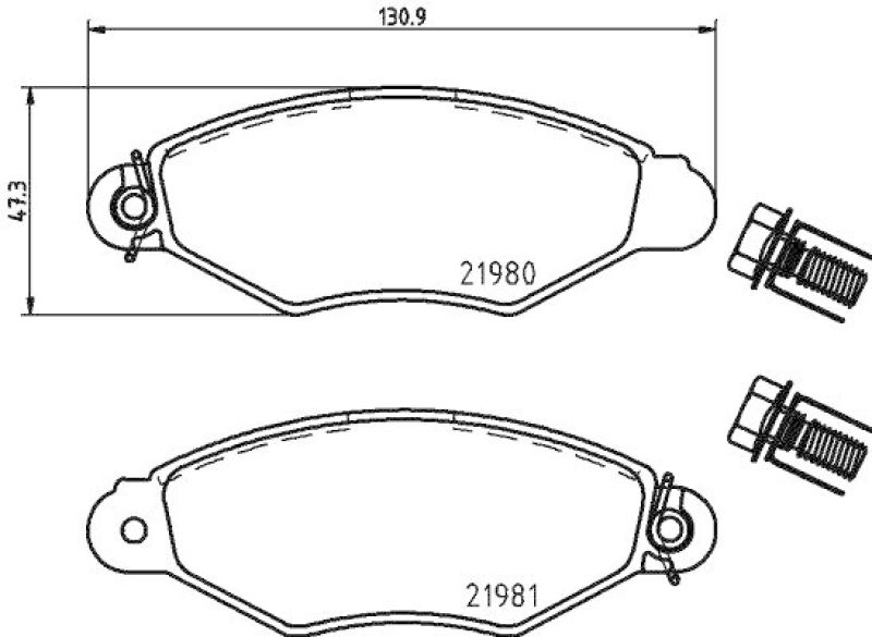 HELLA Bremsbelagsatz, Scheibenbremse 8DB 355 019-311