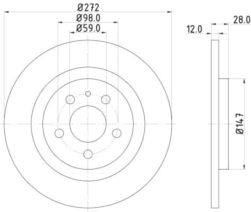 2x HELLA Bremsscheibe PRO 8DD 355 109-151