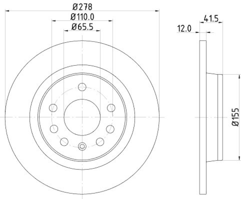 2x HELLA Bremsscheibe PRO 8DD 355 109-211
