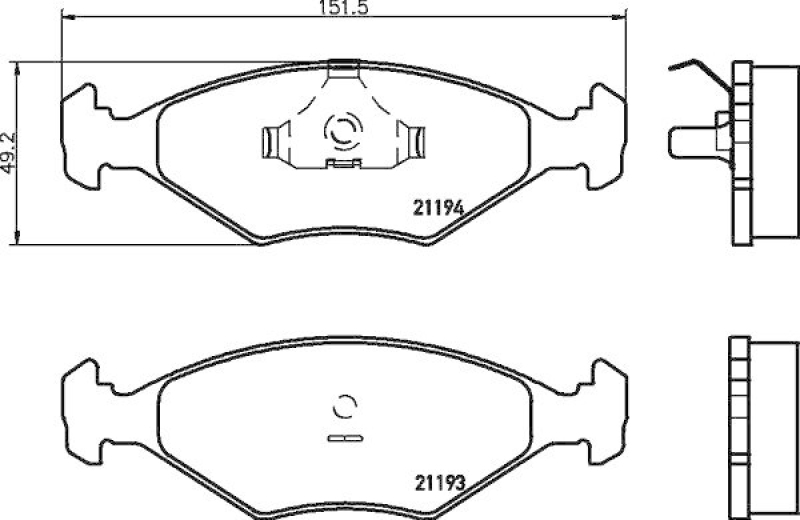 HELLA Bremsbelagsatz, Scheibenbremse 8DB 355 007-441