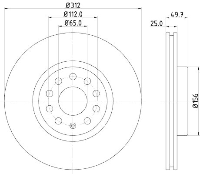2x HELLA Bremsscheibe PRO 8DD 355 109-521