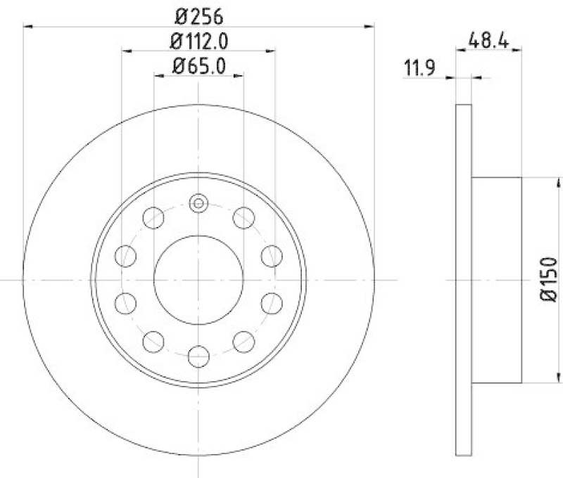 2x HELLA Bremsscheibe PRO 8DD 355 109-641