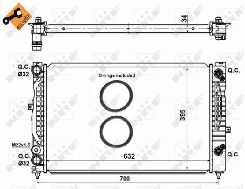 NRF Radiator, engine cooling EASY FIT
