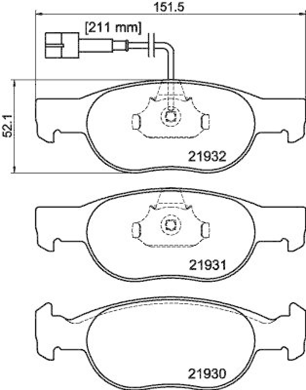 HELLA Bremsbelagsatz, Scheibenbremse 8DB 355 007-921