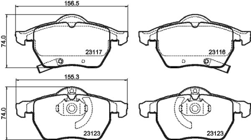 HELLA Bremsbelagsatz, Scheibenbremse 8DB 355 008-141