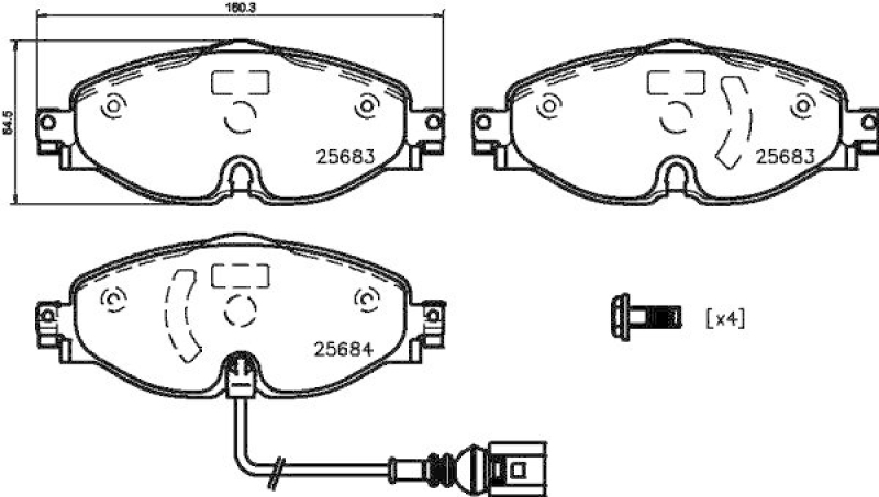HELLA Bremsbelagsatz, Scheibenbremse 8DB 355 020-191