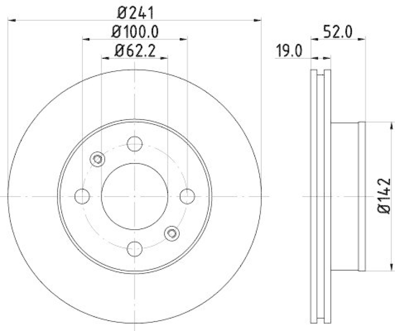 2x HELLA Bremsscheibe 8DD 355 110-641