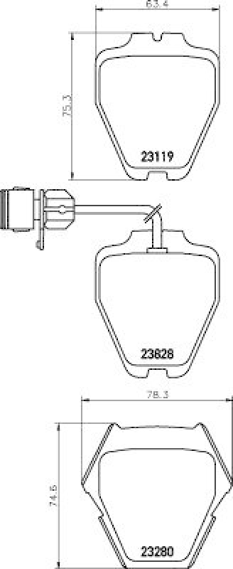 HELLA Bremsbelagsatz, Scheibenbremse 8DB 355 008-791