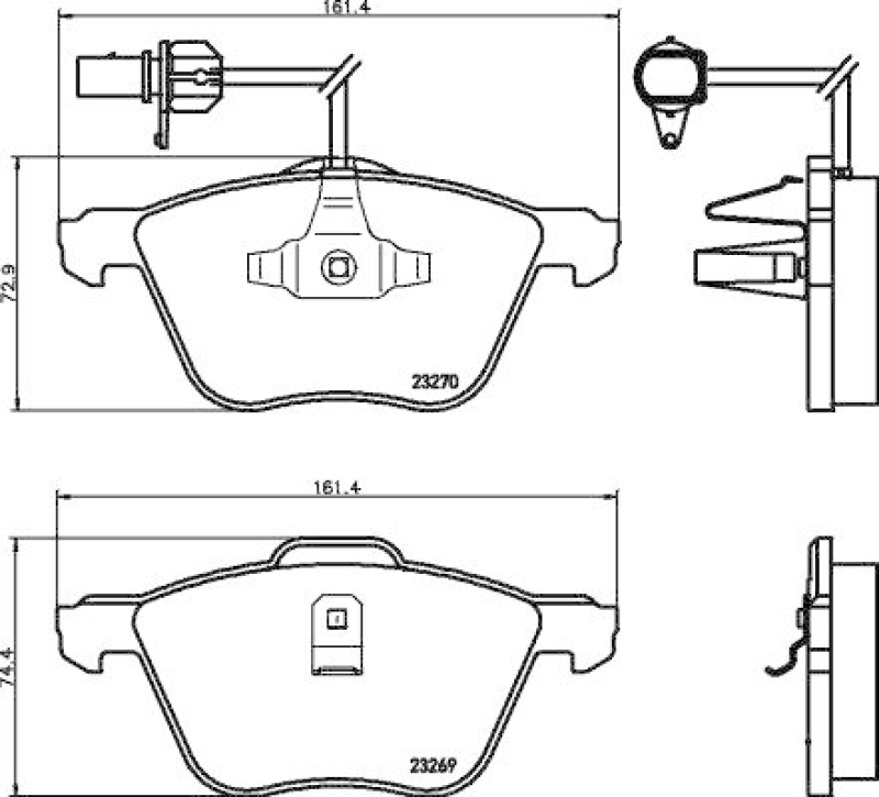 HELLA Bremsbelagsatz, Scheibenbremse 8DB 355 008-921