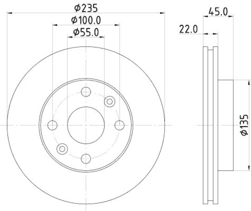 2x HELLA Bremsscheibe 8DD 355 111-441