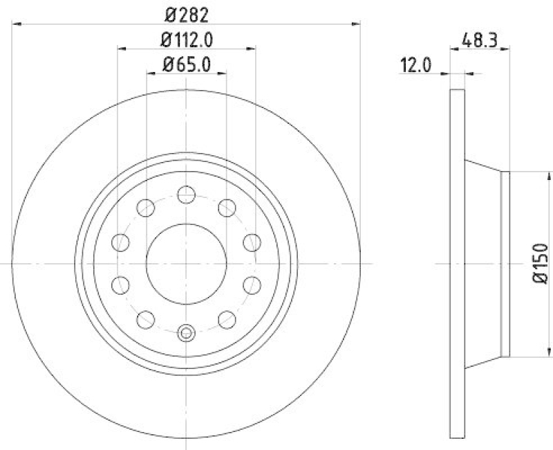2x HELLA Bremsscheibe PRO 8DD 355 112-141