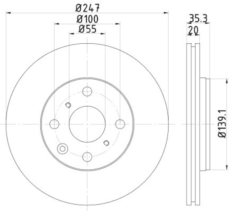 2x HELLA Bremsscheibe PRO 8DD 355 112-311