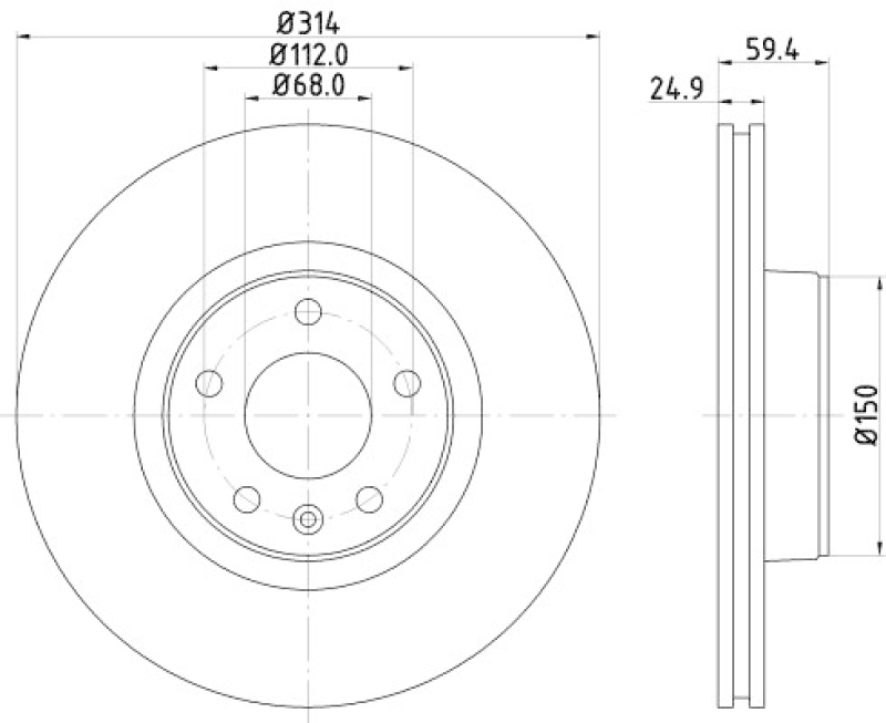 2x HELLA PAGID Bremsscheibe PRO High Carbon