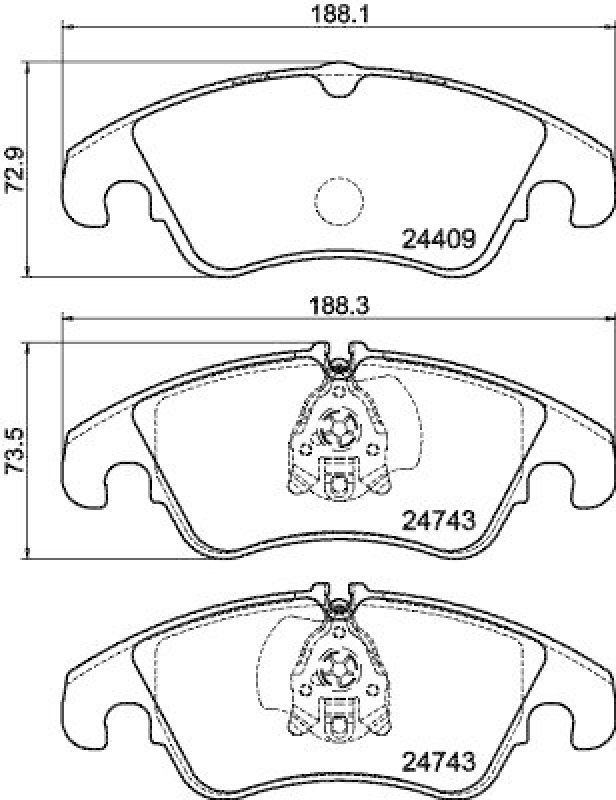 HELLA Bremsbelagsatz, Scheibenbremse 8DB 355 040-621