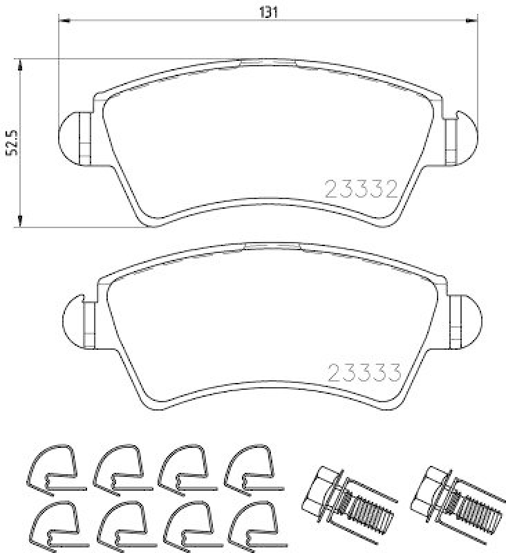 HELLA Bremsbelagsatz, Scheibenbremse 8DB 355 009-871