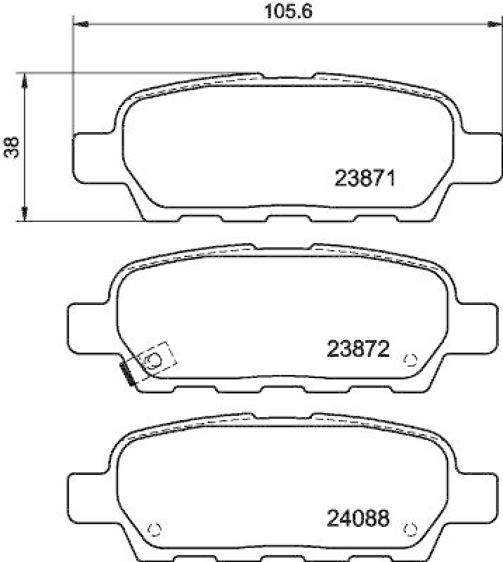 HELLA Bremsbelagsatz, Scheibenbremse 8DB 355 010-241
