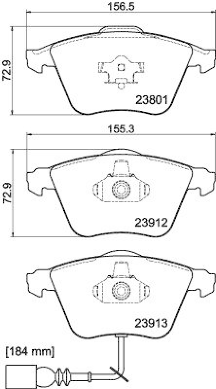 HELLA Bremsbelagsatz, Scheibenbremse 8DB 355 010-351