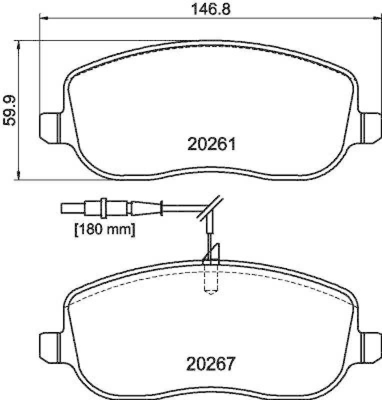 HELLA Bremsbelagsatz, Scheibenbremse 8DB 355 010-501