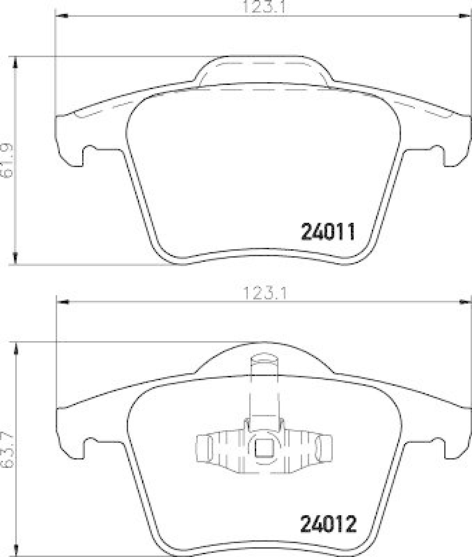 HELLA Bremsbelagsatz, Scheibenbremse 8DB 355 010-801
