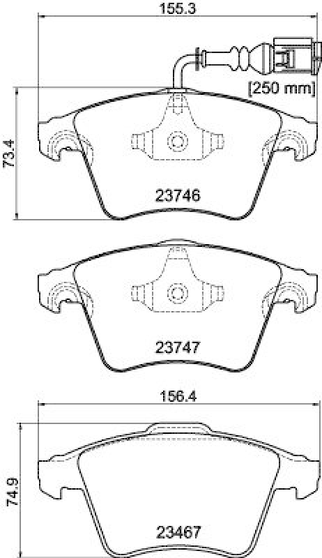 HELLA Bremsbelagsatz, Scheibenbremse 8DB 355 011-171