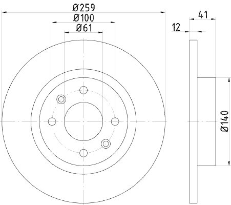 2x HELLA Bremsscheibe PRO 8DD 355 115-271