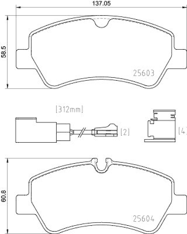 HELLA Bremsbelagsatz, Scheibenbremse 8DB 355 025-161