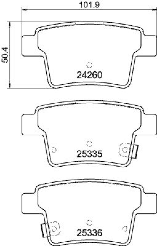 HELLA Bremsbelagsatz, Scheibenbremse 8DB 355 012-171