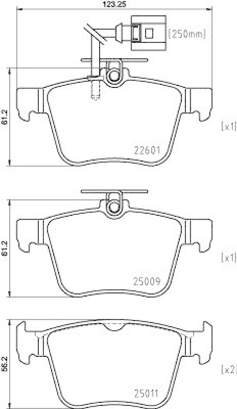 HELLA Bremsbelagsatz, Scheibenbremse 8DB 355 025-661