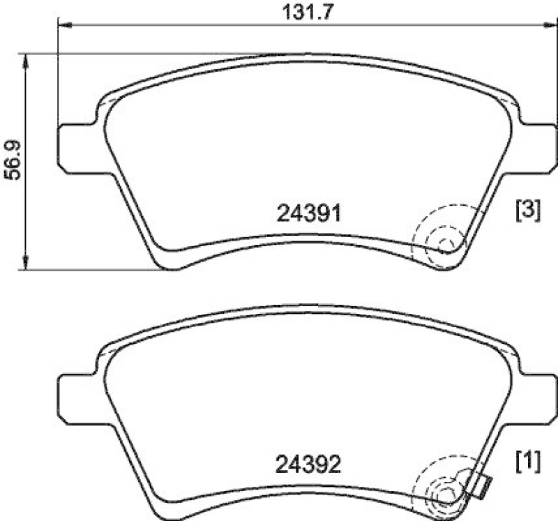 HELLA Bremsbelagsatz, Scheibenbremse 8DB 355 012-511