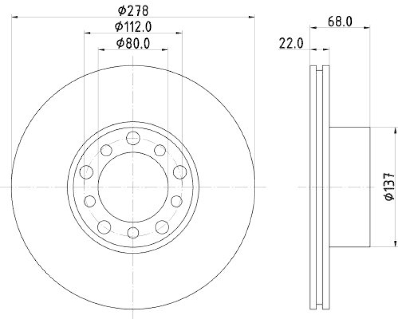 2x HELLA Bremsscheibe 8DD 355 100-401