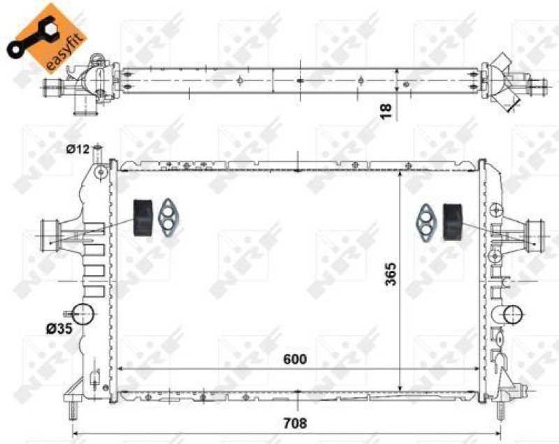 NRF Radiator, engine cooling EASY FIT