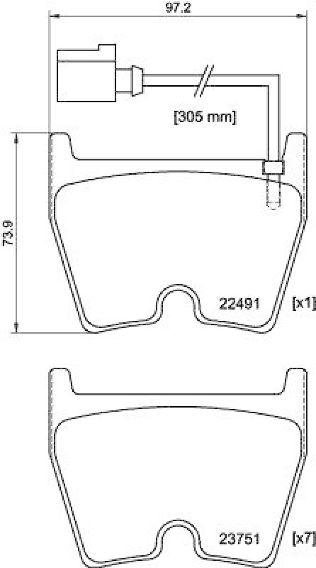 HELLA Bremsbelagsatz, Scheibenbremse 8DB355025-171