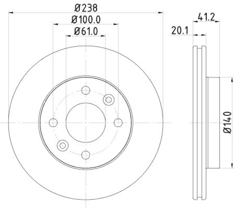 2x HELLA Bremsscheibe PRO 8DD 355 101-261