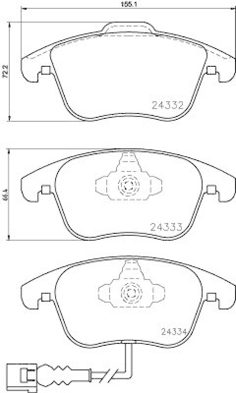 HELLA Bremsbelagsatz, Scheibenbremse 8DB 355 014-031