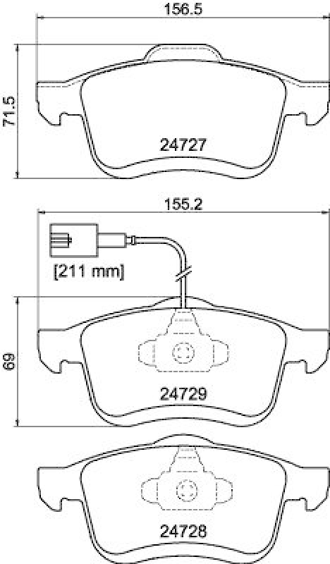 HELLA Bremsbelagsatz, Scheibenbremse 8DB 355 014-241