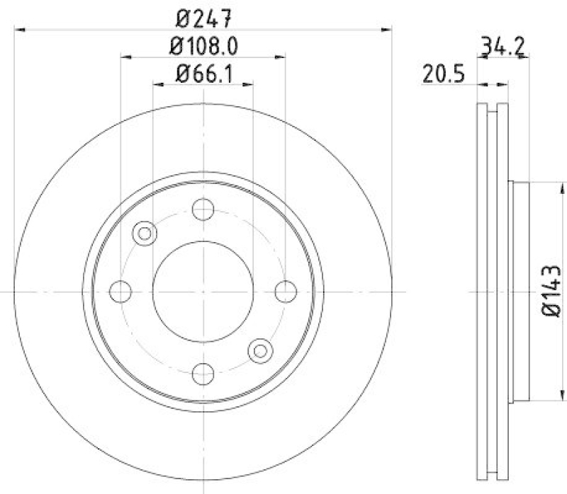 2x HELLA Bremsscheibe PRO 8DD 355 101-801