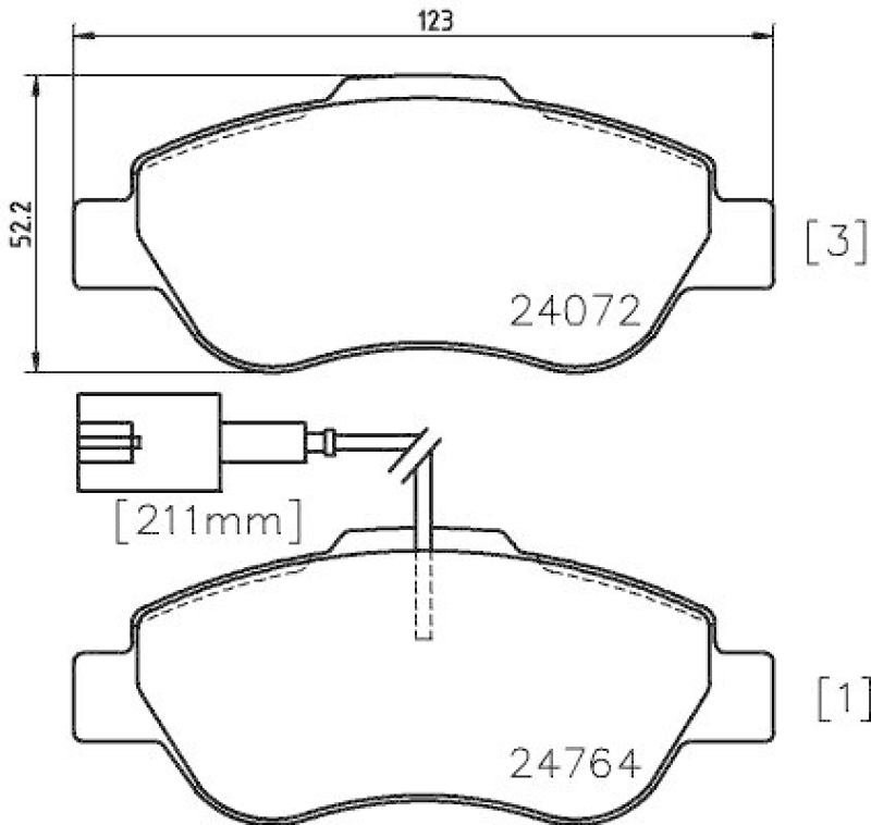 HELLA Bremsbelagsatz, Scheibenbremse 8DB 355 014-471